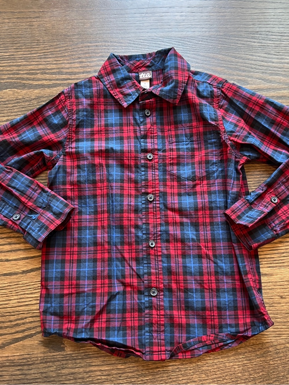 Tea Collection Boys' Red & Blue Plaid Button-Up Shirt